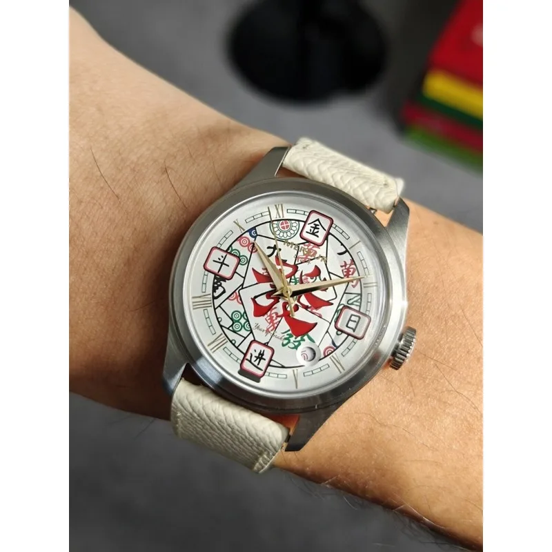 Merchandise Dial Year of The Snake Fa Cai Vintage All Steel Casual Manual Mechanical Watch Calendar