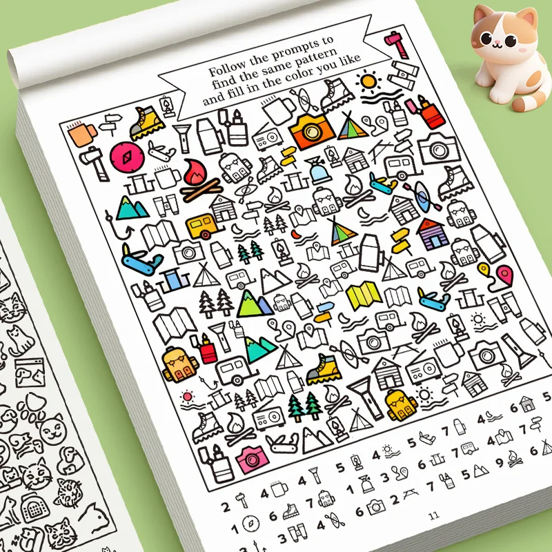 Find The Same Coloring Book,32-Page Quiet Activity Book with Matching Game,Graphics Find Color Book,Hidden Objects Coloring Book - view 6