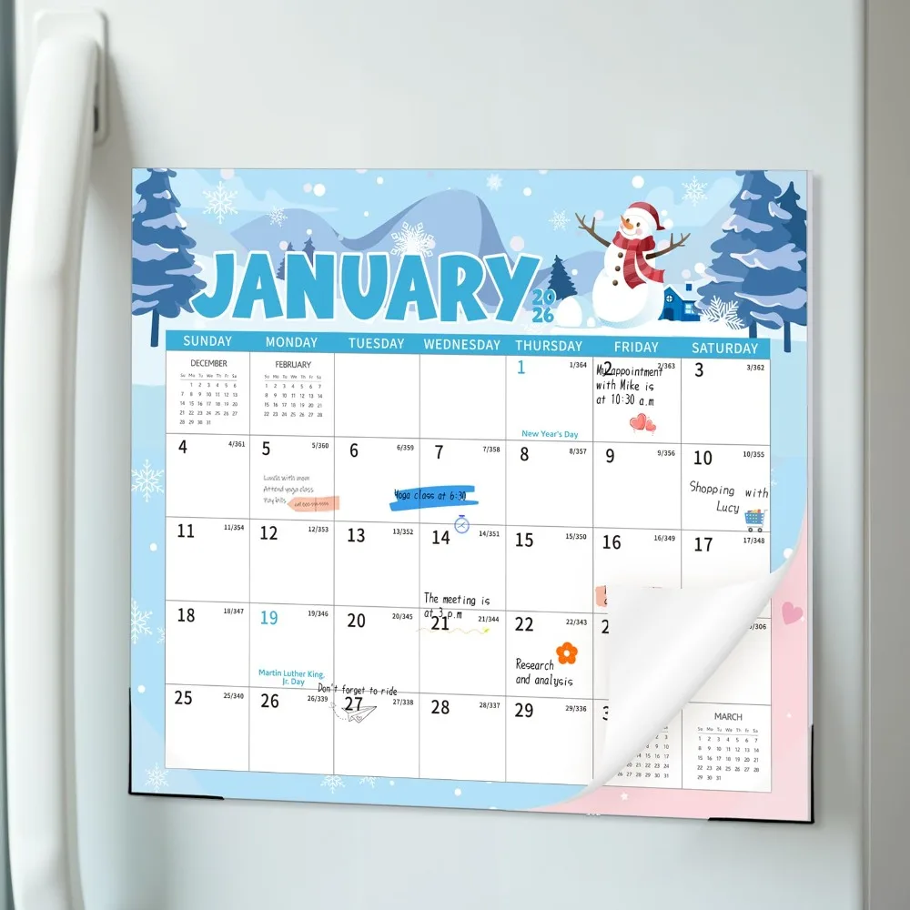 

Magnetic 2026 Calendar 18 Month Jan.2026-Jun.2027 Fridge Calendar DIY Cartoon Refrigerator Calendars