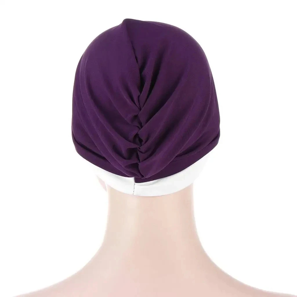 2024 New Forehead Cross Hijab Cap for Solid Color Soft Elastic Muslim Head Wrap Women Turban Bandana Bonnet Headscarf