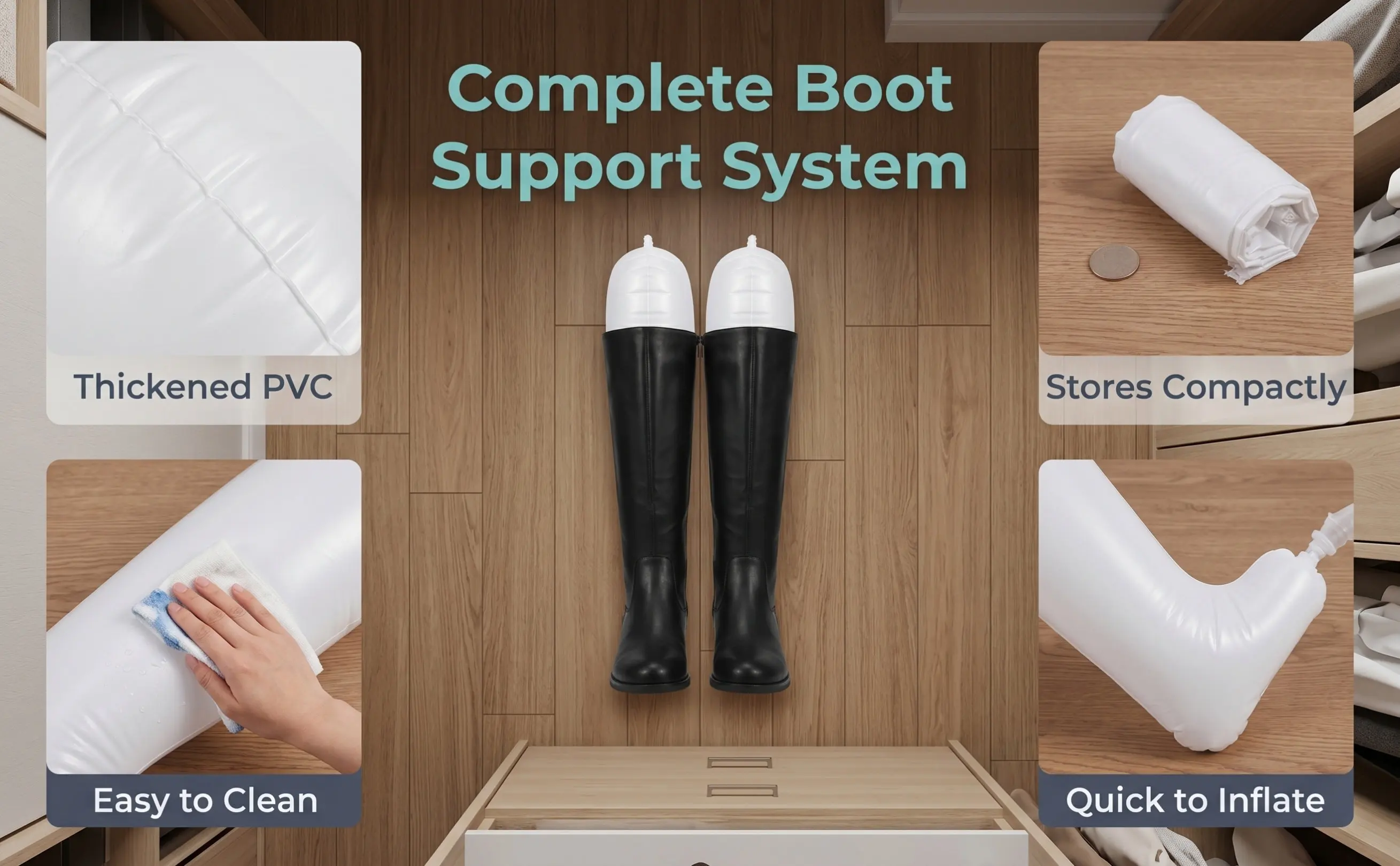 5 Pairs Inflatable Boot Shapers Shoe Tree Stretcher for Boots Holder Inserts Plastic Support Frame