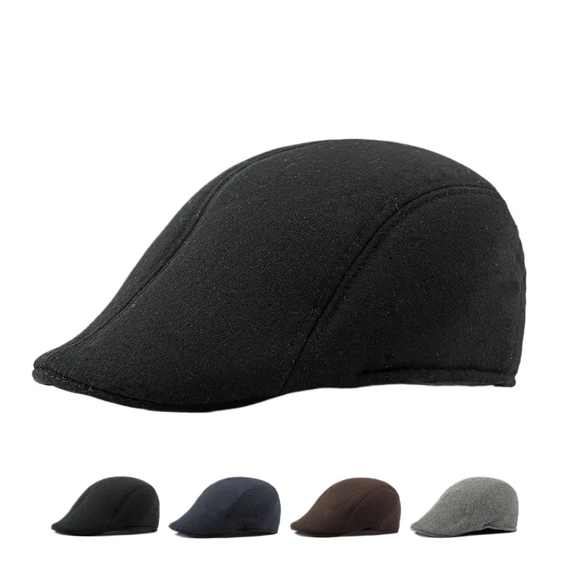 

Hat Men's Woolen Beret Men's Autumn And Winter Light Board Simple Casquette British Retro Advance Hats