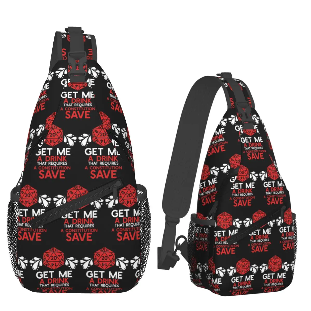 DND Pen And Paper Gift Id Chest Bag Men Sling Crossbody Backpack Chest Bag Traveling Hiking Daypack Shoulder Bag