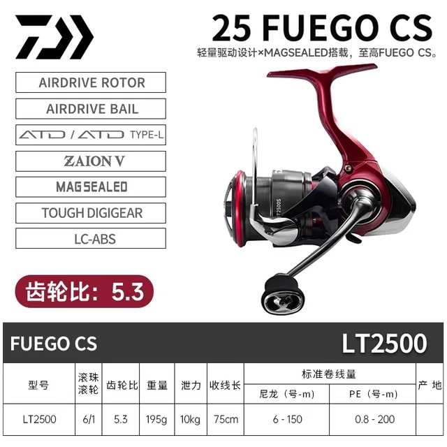 2025 Daiwa Fuego Fishing Spinning Reel FUEGO CS LT Original 6+1BB