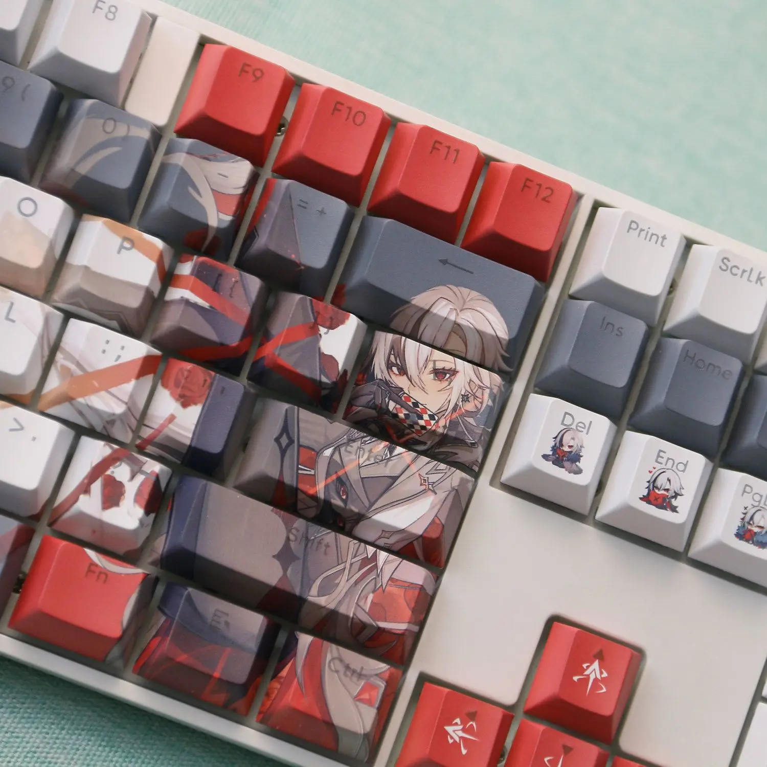 130 Toetsen/Set Genshin Impact Arlecchino Pbt Keycaps Anime Games Beauty Girl Key Caps Cherry Hoogte Voor Diy Mechanische Toetsenborden