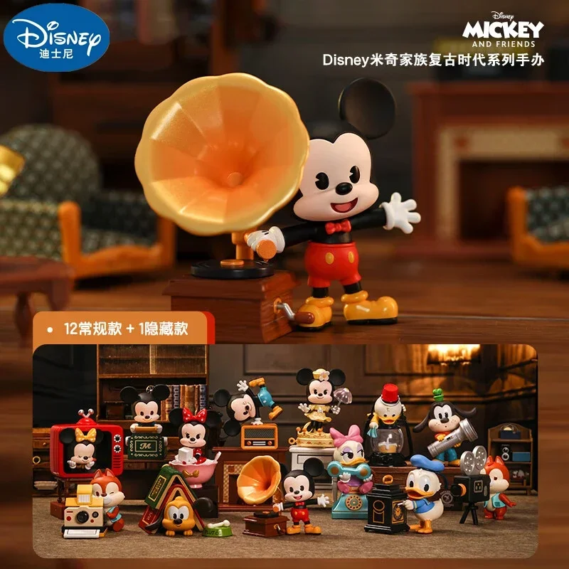 Disney-Original Mickey Mouse Blind Box para crianças, Minnie e amigos, The Ancient Times Series, boneca surpresa, presente de aniversário, brinquedo, 1pc, 12pcs