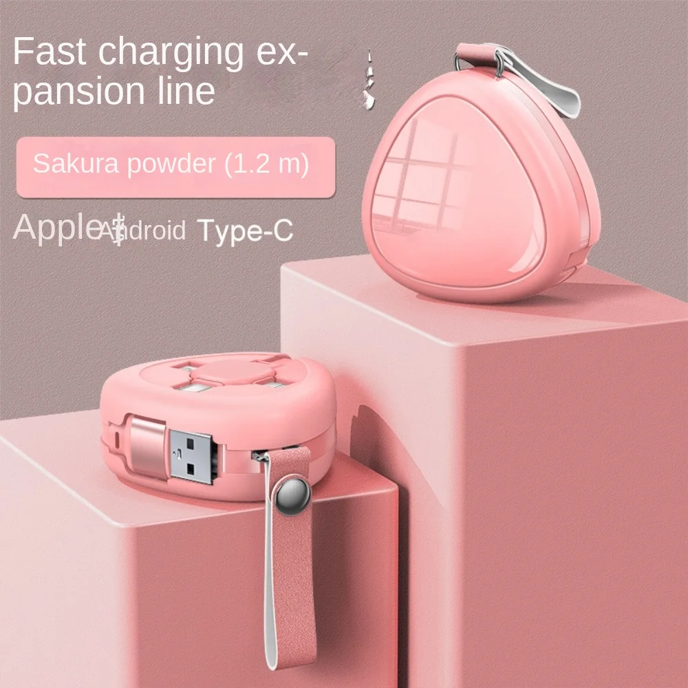 Macaron Storage Retractable Three-in-one Data Cable 6A Fast Charging One-to-three Bracket Charging Cable