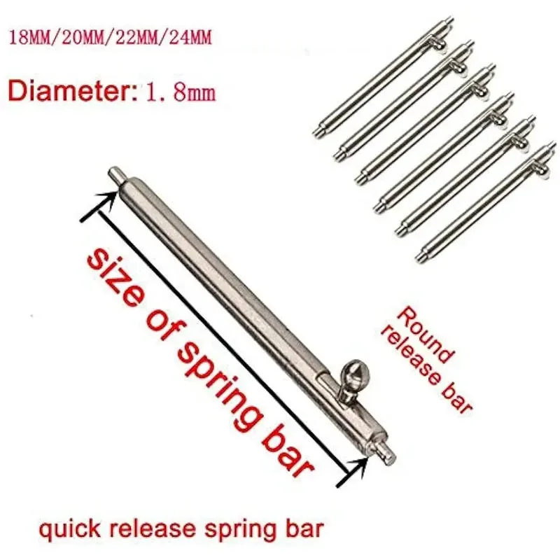 10pcs Quick Release Pins 1.5mm 1.8mm Diameter Watchband Pin for Smart Watch 18/20/22/24mm Strap Spring Bar Band Accessories