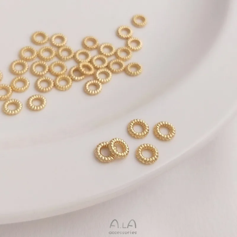Color Retention 14K Gold Twist Closed Ring Accessories 4.5mm Manual Connection Ring DIY Bracelet Jewelry Bead Ring