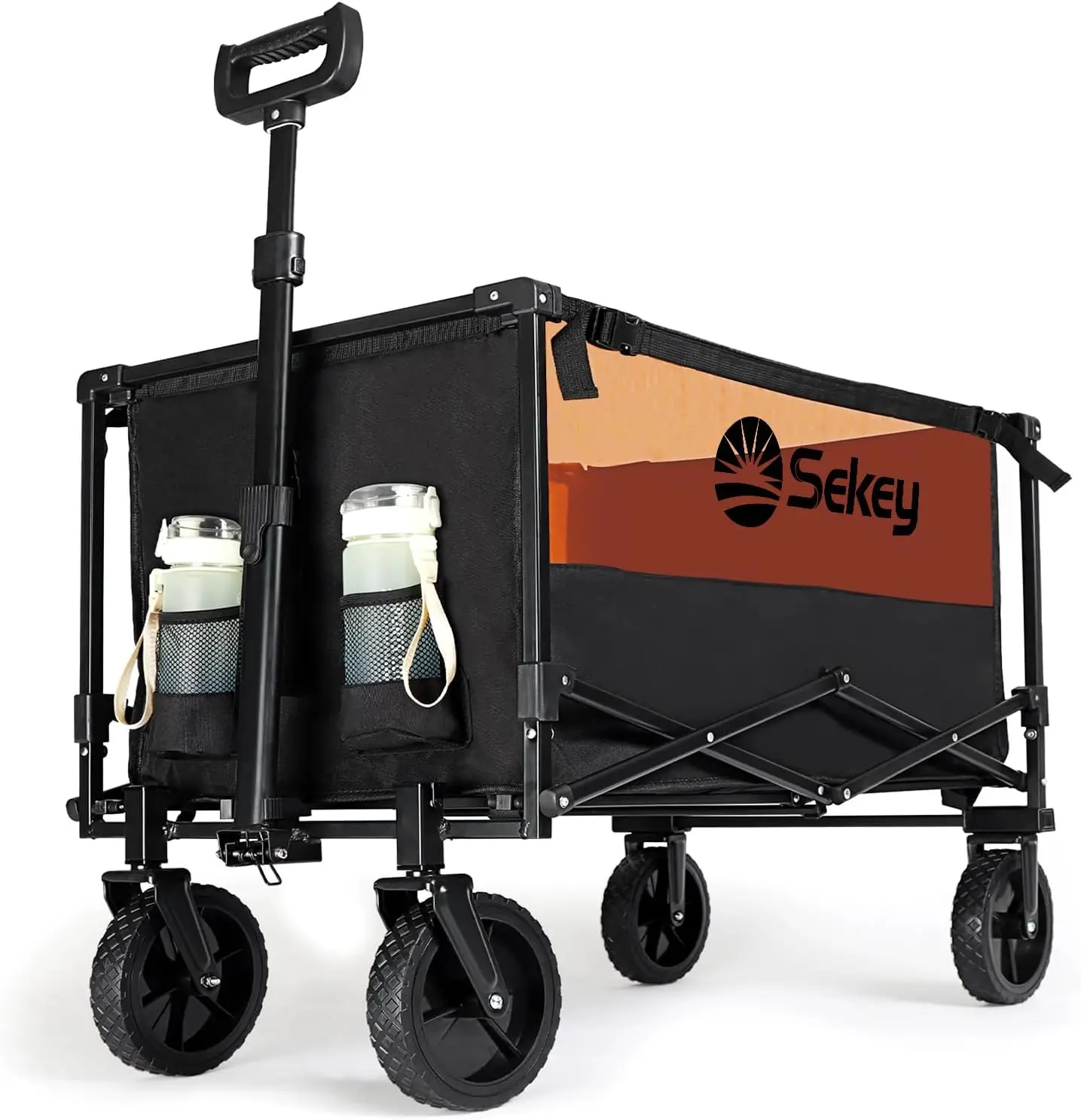 

Collapsible Foldable Wagon with 220lbs Weight Capacity, Heavy Duty Folding Utility Garden Cart with Big All-Terrain Beach