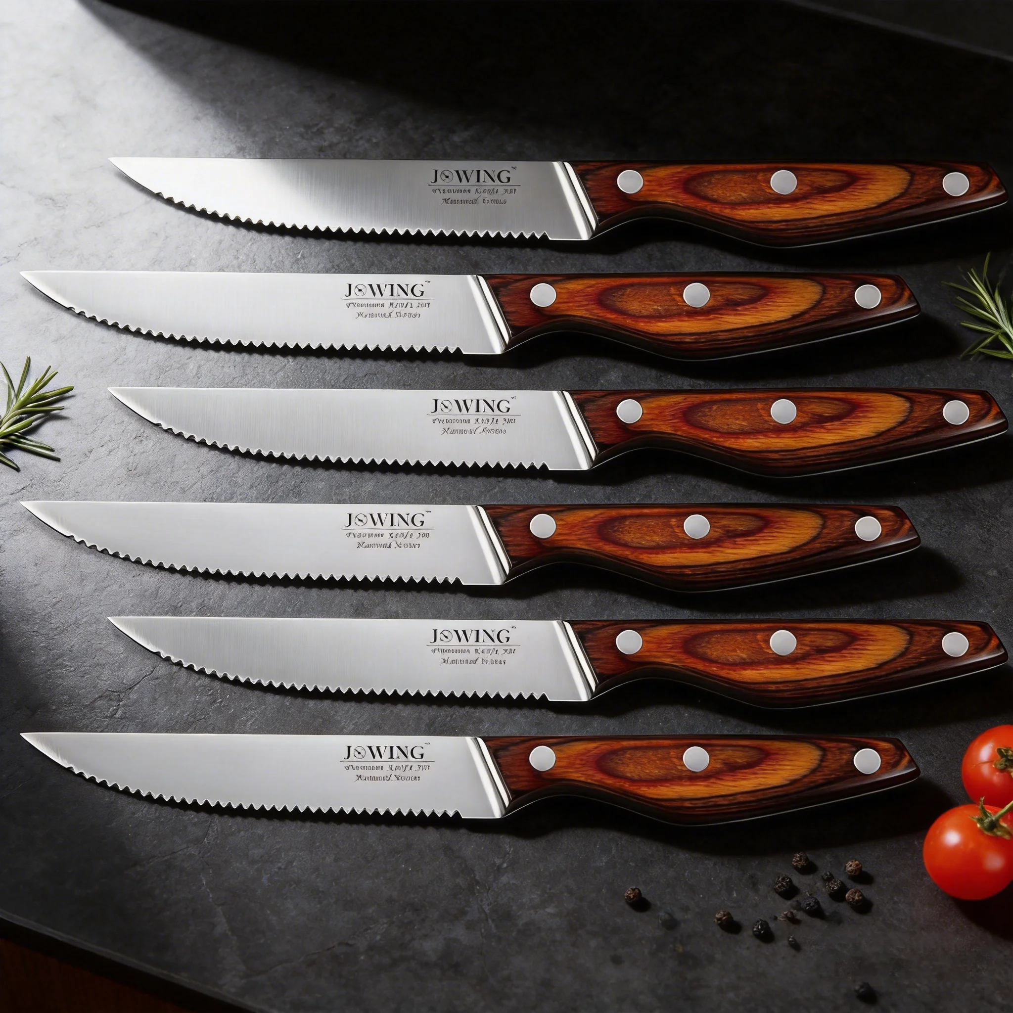 2026 New Model Steak Knife Set, Kitchen Knife 2/4/6/8 Piece Set Steak Knife with Solid Wood Handle and Stainless Steel Blade
