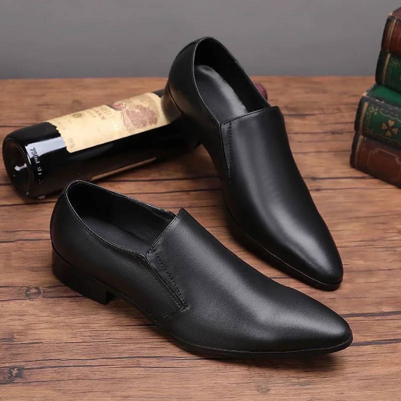 Mocassins en cuir à enfiler pour hommes, chaussures provoqué, chaussures formelles