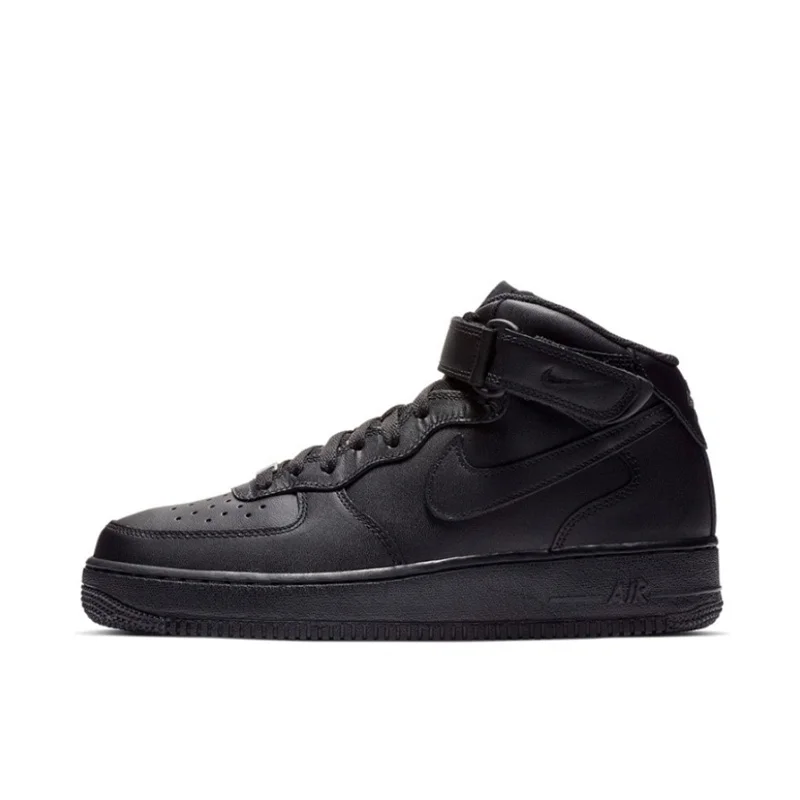 Nike Air Force 1 Mid-Top Anti-slip and Wear-resistant Sneakers Unisex Wheat Color Skateboarding Shoes Black