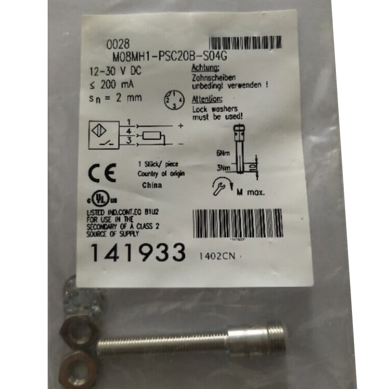 

M08MI-PSC20B-S04G PNP NO Switch Sensor DC M8 to M12 Plug New High-Quality