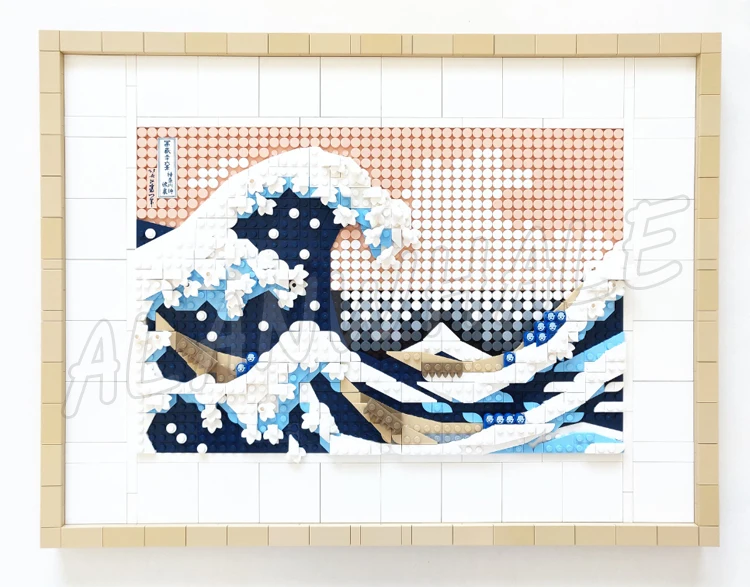 1810pcs Art and crafts Hokusai The Great Wave Japanese Wall Ocean Canvas Picture 92806 Building Block Toys Compatible With Model