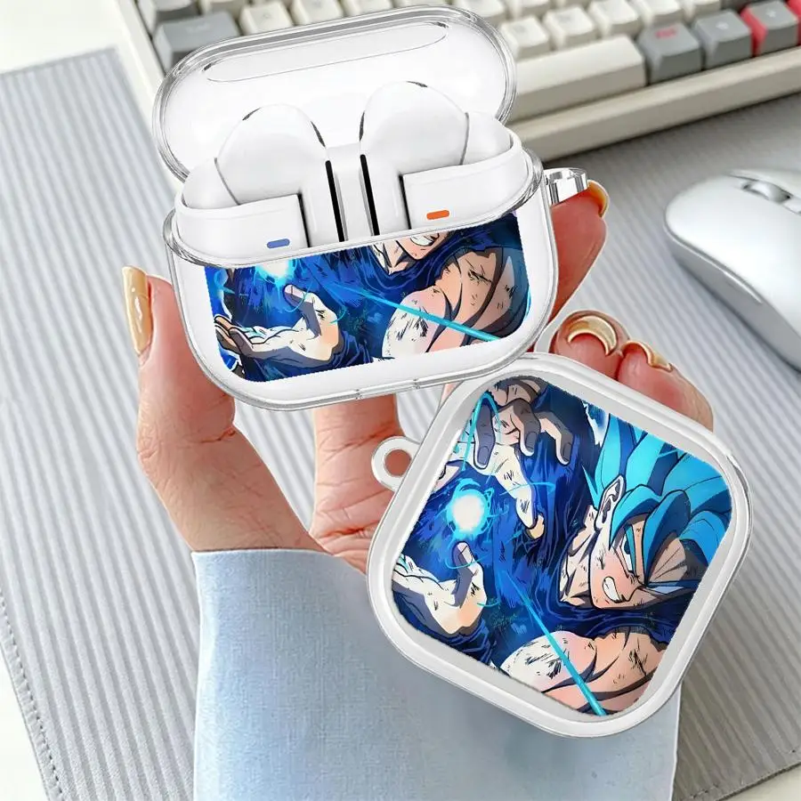 Case For Samsung Galaxy Buds 3 FE 2 2Pro Live 4Pro 4 Pro 3Pro Clear Earphone Cases Cover With Hook Dragon Ball Cool Goku