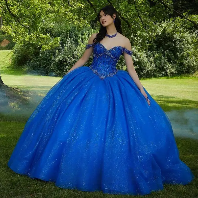 

Exquisite Quinceanera Dresses Appliques Sequins Rhinestones Off the Shoulder Large Bow Draped Vestidos De Quinceañera