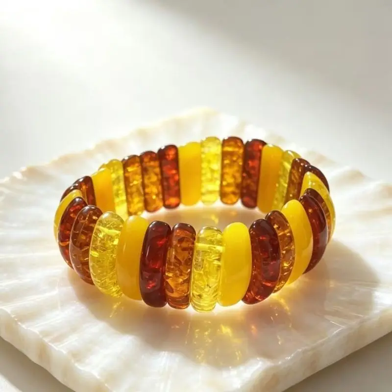 Second-generation Amber Beeswax Hand Row, Fashionable Temperament Personalized Jewelry Handicrafts
