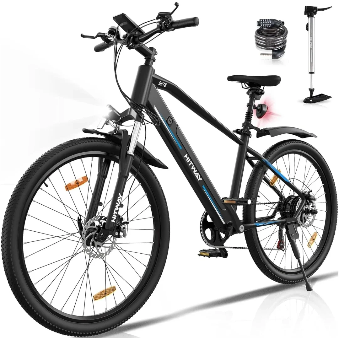 HITWAY E Bike E-Mountain Bike 26 Inch Pedelec City Bikes Electric Bicycle, 250 W Motor, 36 V/12 Ah Battery ebike, 7 Speed