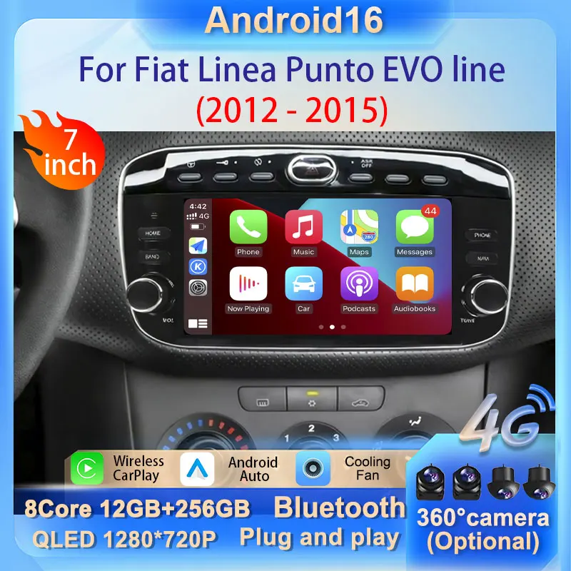 Car Radio for Fiat Linea Punto EVO line 2012 - 2015 Multimedia Audio Player GPS Navi Stereo WiFi 4G BT CarPlay Auto Accessories