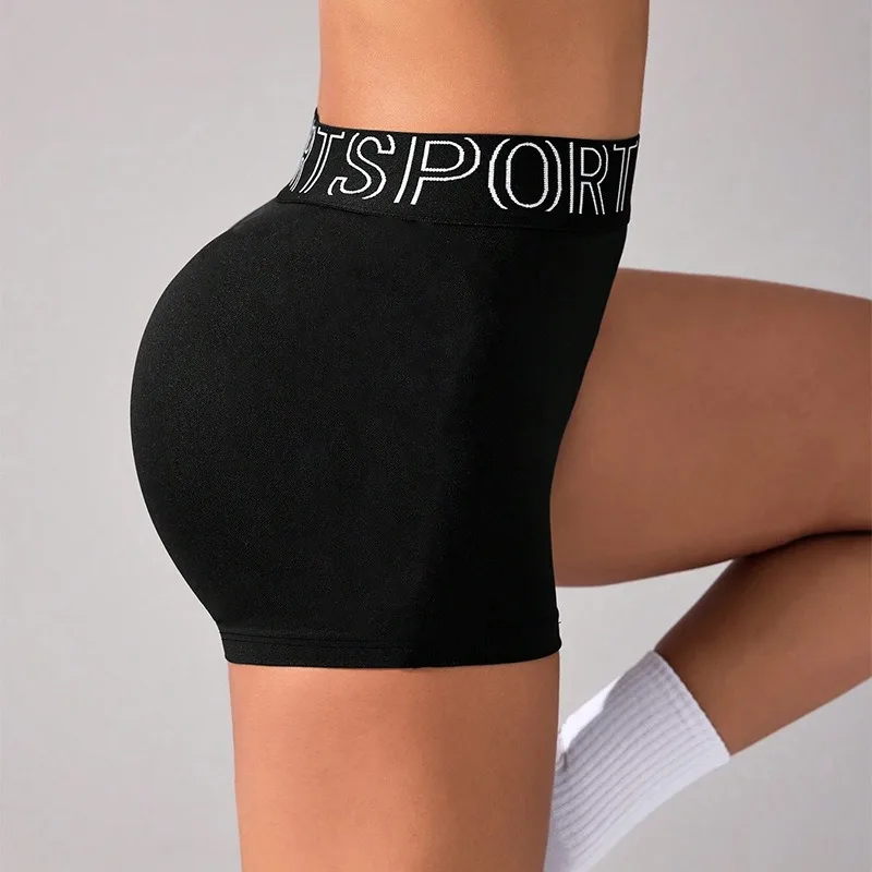 Seamless Yoga Letter Shorts For Women Fitness Scrunch Running Shorts Sports Leggings High Waist Summer Workout Gym Biker Shorts