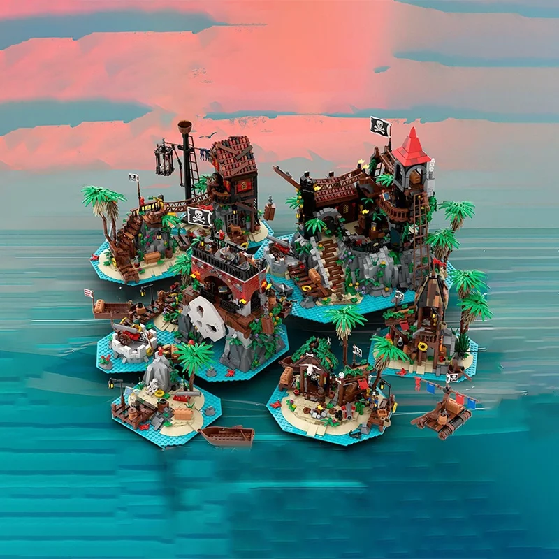 6610pcs MOC Pirates Remake Bundle 6 in 1 Model Christmas Gift Home Decor Desk Display Shelf Accent For Adults