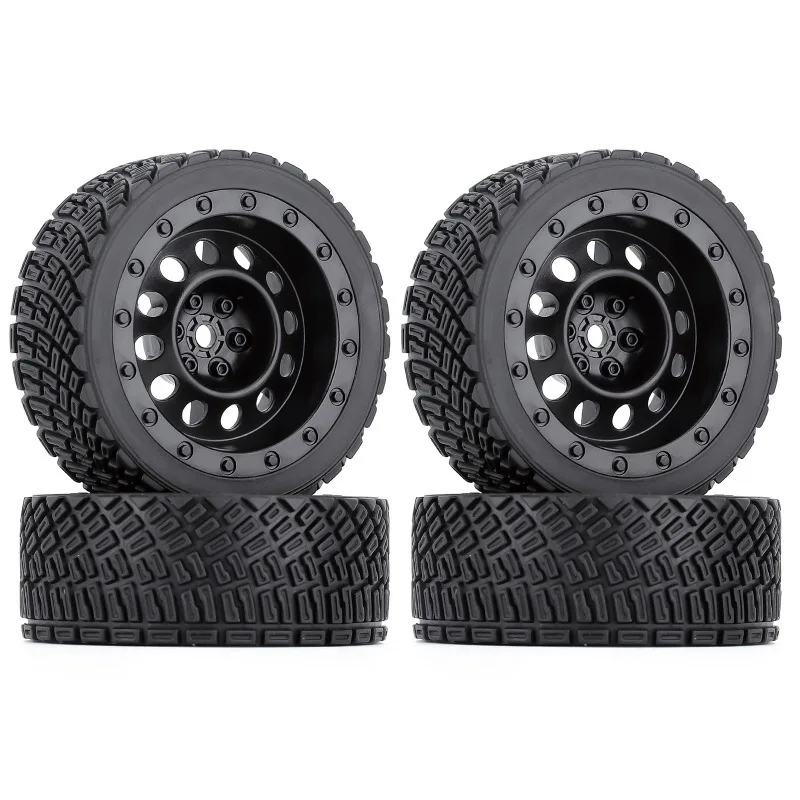 

4PCS 12mm Hex 66mm RC Car Rubber Tires Wheel Rim for 1/10 HPI WR8 HSP 94177 WLtoys 1/14 144001 RC Car