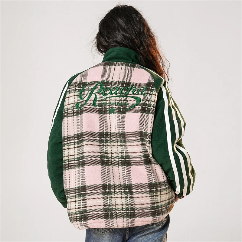 Women\'s Winter Short Down Jackets for Women 2023 Vintage Plaid Parka Couple Matching Jacket Winter Embroidery Men Winter Coat