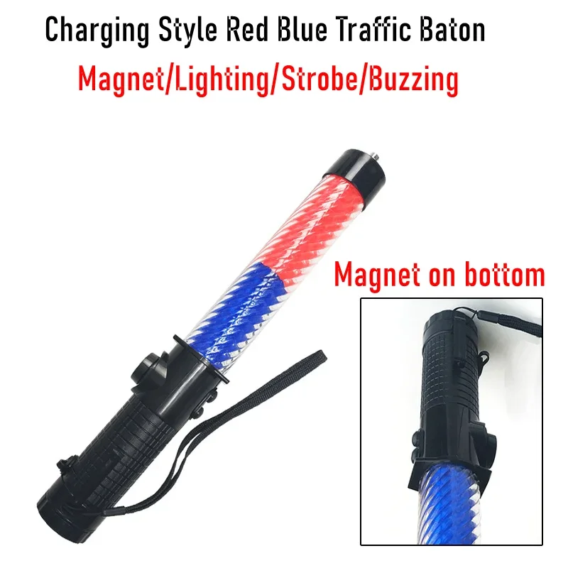 Led Command Light Outdoor Professional Traffic Baton Command Light 3-Mode Control Red Blue Led Flashing Warning Light