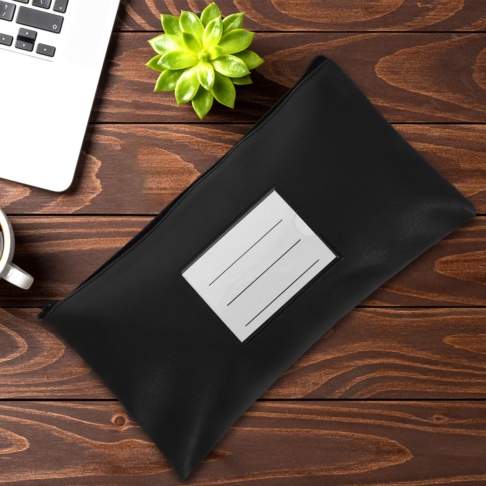

PU Cash Wallet Pouch Receipt Organizer Portable Money Bag Aluminum Alloy Document Storage Folder Bank Bags with Zipper