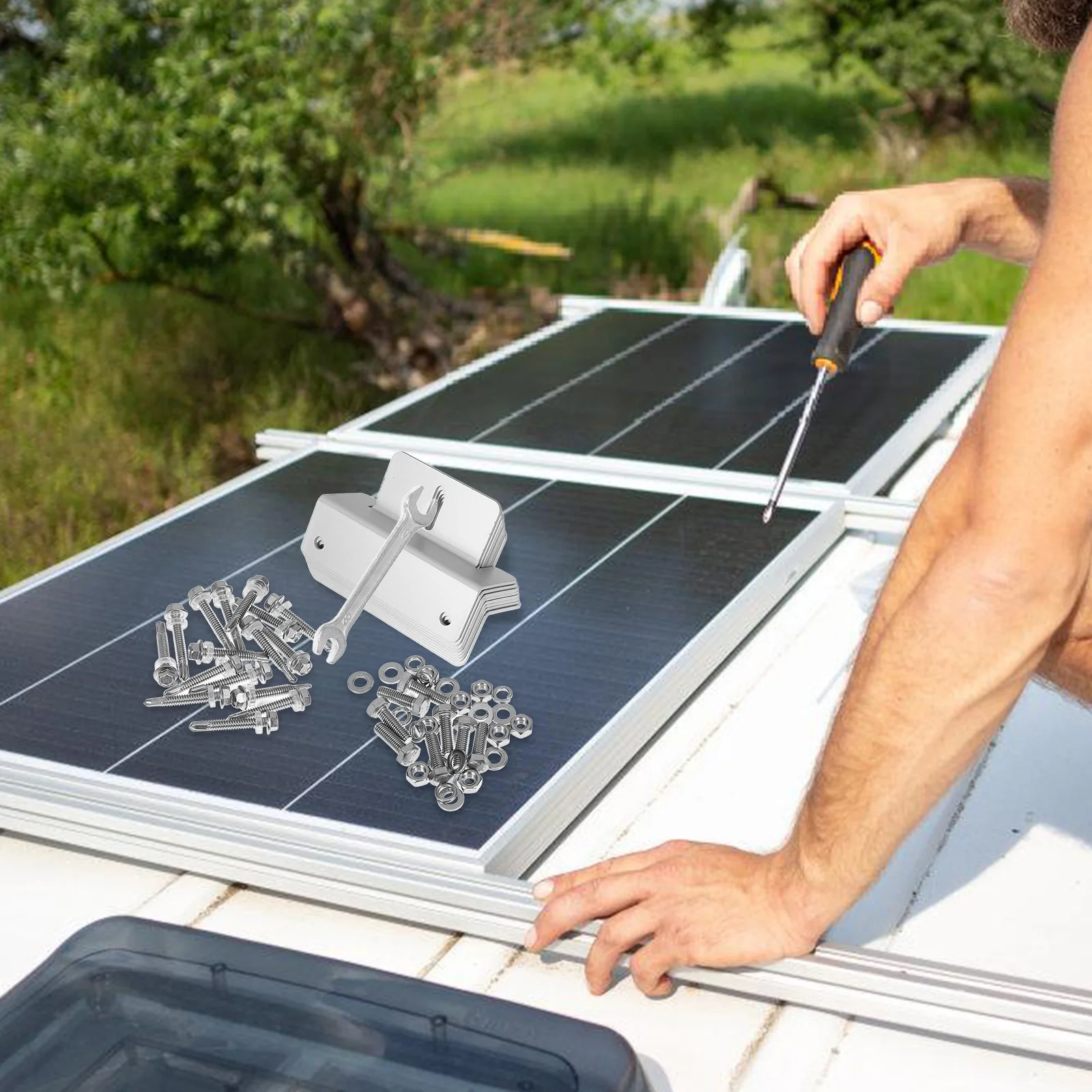 

8 Pcs Solar Panel Support Roof Bracket Rv Accessories Panels Aluminum Alloy Mount