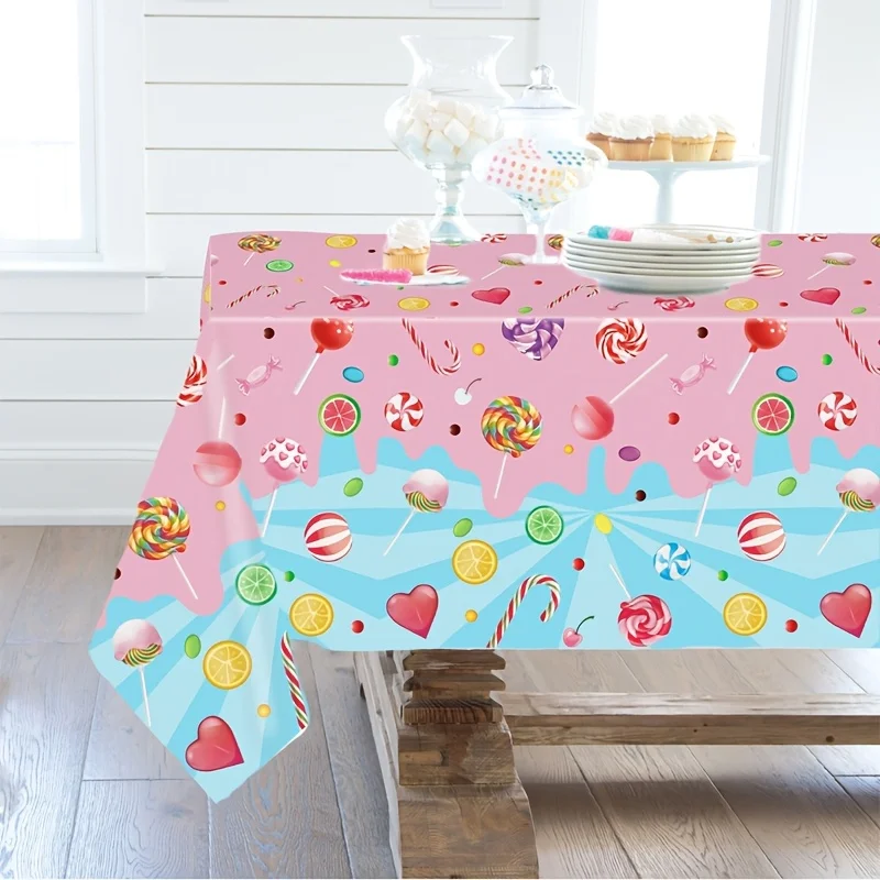 1pc, Party Tablecoves, Paradise Tablecloth, 86.61*51.18inch, Pink Plastic Tablecover, Wedding Bridal Party Decoration, Birthday