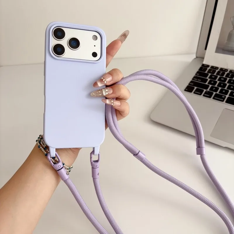 Modische Handyhülle mit Lanyard für iPhone 18 Pro Max 17 14 12 13 15 16 Plus Air 17E, stoßfest, mit Umhänge- und Nackenband, weiche Hülle