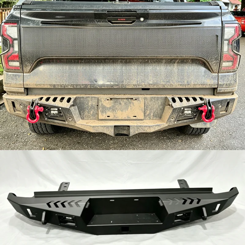 High‑Quality Steel Tail Bumper Equipped With Tow Hooks Reserved Pump Mount Position Custom‑available Universal Off‑Road Pickup U