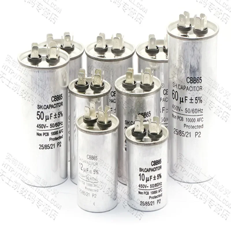 AC Motor Capacitor Air Conditioner Compressor Start Capacitor CBB65 450VAC 20uF 25uF 30uF 35uF 40uF 45uF 50uF 60uF 70uF