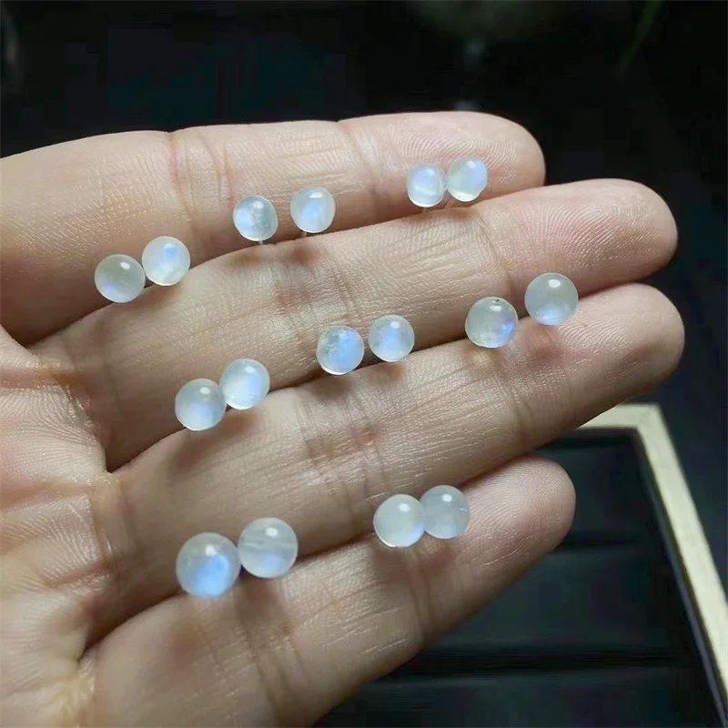 S925 Natural Blue Moon Stone Stud Earrings  Sterling Silver Stud Earrings for Woman Trendy Fine Jewelry Fashion