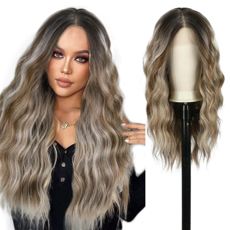 

Julianna Synthetic Hair Kanekalon Wholesale Futura Fiber High Quality Long Blonde Curly Lace Front Wig For White Women Daily Use