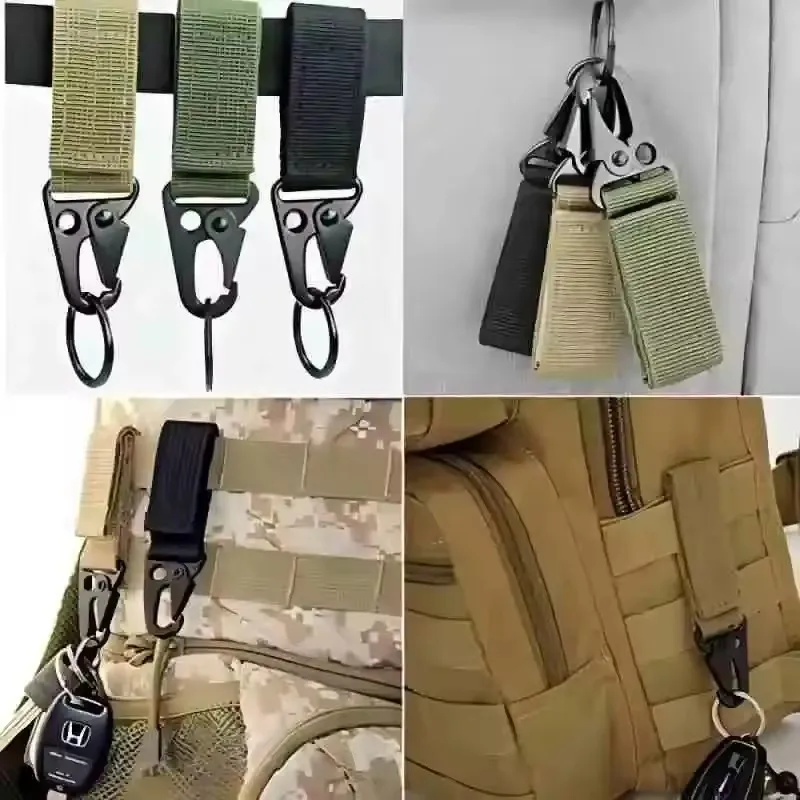 1/2/4Pcs Tactical Carabiner Outdoor  Keychain Nylon Webbing Keys Holder Camping Backpack Belt Hook Hanging Buckle Muilter Clip