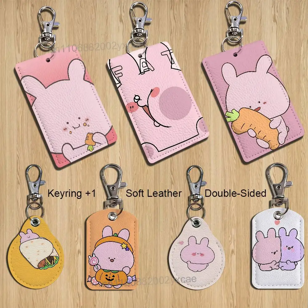 

cute pink Rabbit Asamimichan Card Holder Keychain Key Ring Door Lock Access Protective Case For Security Gift