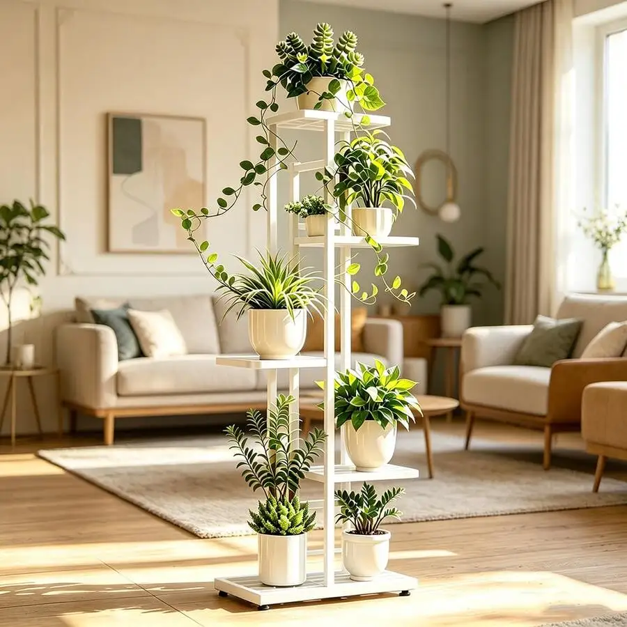 5-Tier Plant Stand-A Versatile Metaforse This Plant Display Stand Doubles As A Storage Unit. Made Of 100% Solid Iron, It Is Stur
