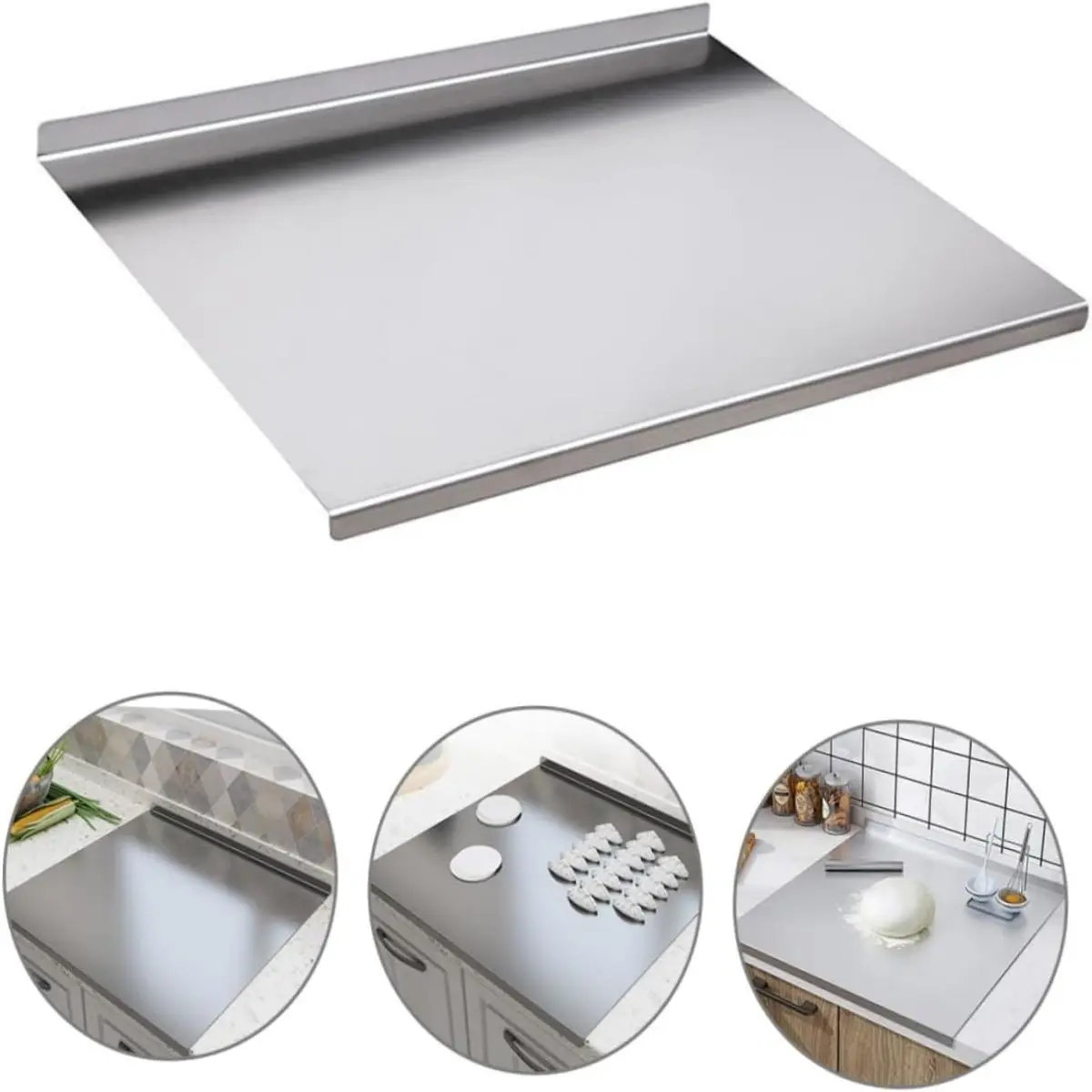 304 Stainless Steel Cutting Board, Anti-Slip & Mildew-Proof, Heavy-Duty Food-Safe Easy Clean, for Meat/Dough/Baking Prep All-in-One, Must-Have for Home, 1 Piece