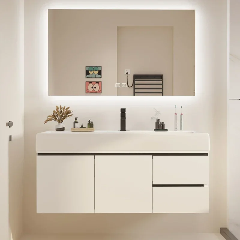 Space Saving Bathroom Cabinet Corner Sinks Salon Station Washbasin White Storage Shelf Locker Towel Mdf Mirror Luxury Armadietto