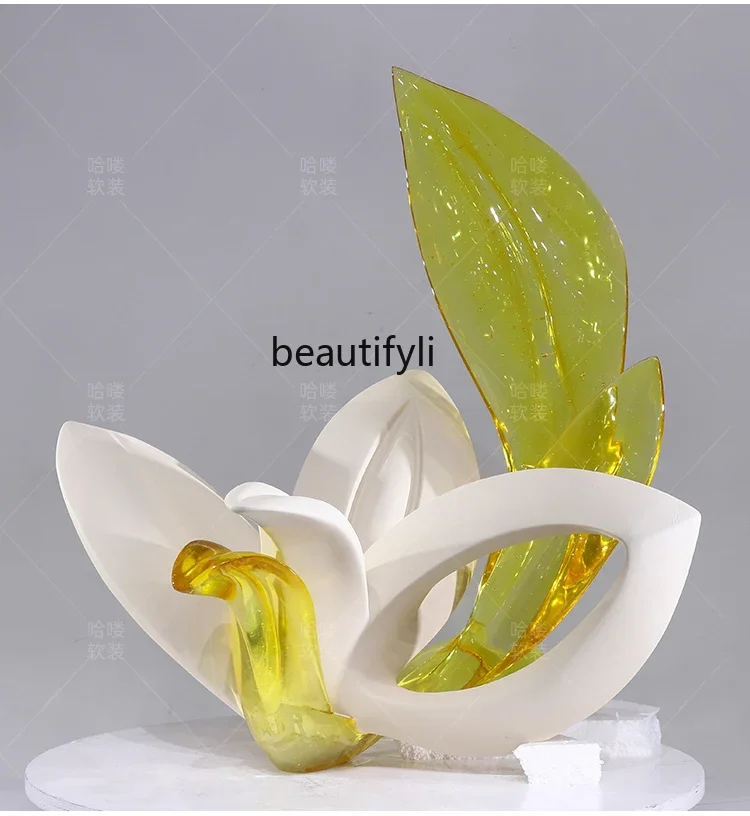 

Office fiberglass plant floor decoration sculpture transparent resin abstract ornament