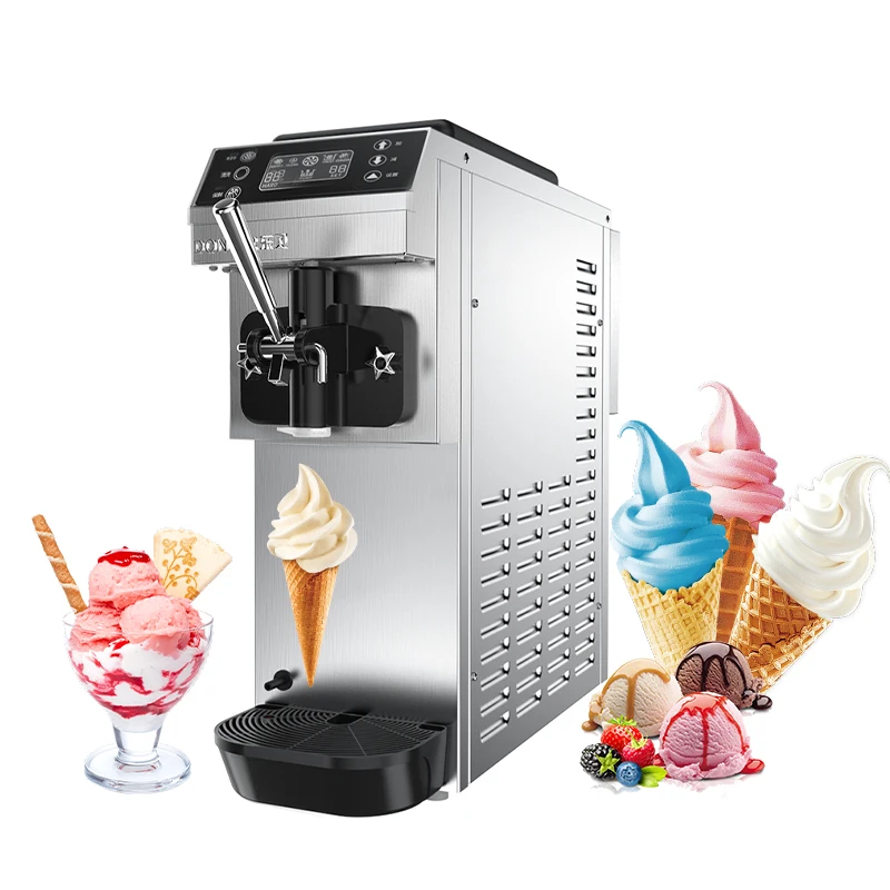 

New Energy-Saving Professional Commercial Fully Automatic Stainless Steel Milk Desktop Ice Cream Maker Machine With Single Hand