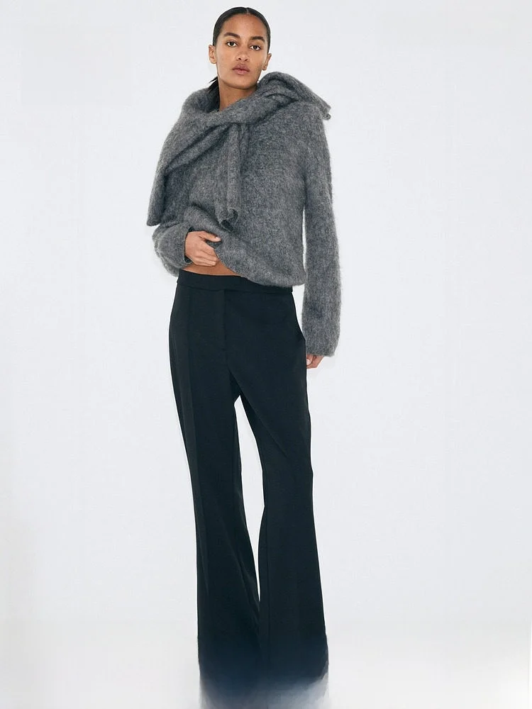 

Летние женские брюки H&M с высокой талией, расклешенные, в повседневном стиле, из смесового полиэстера и хлопка