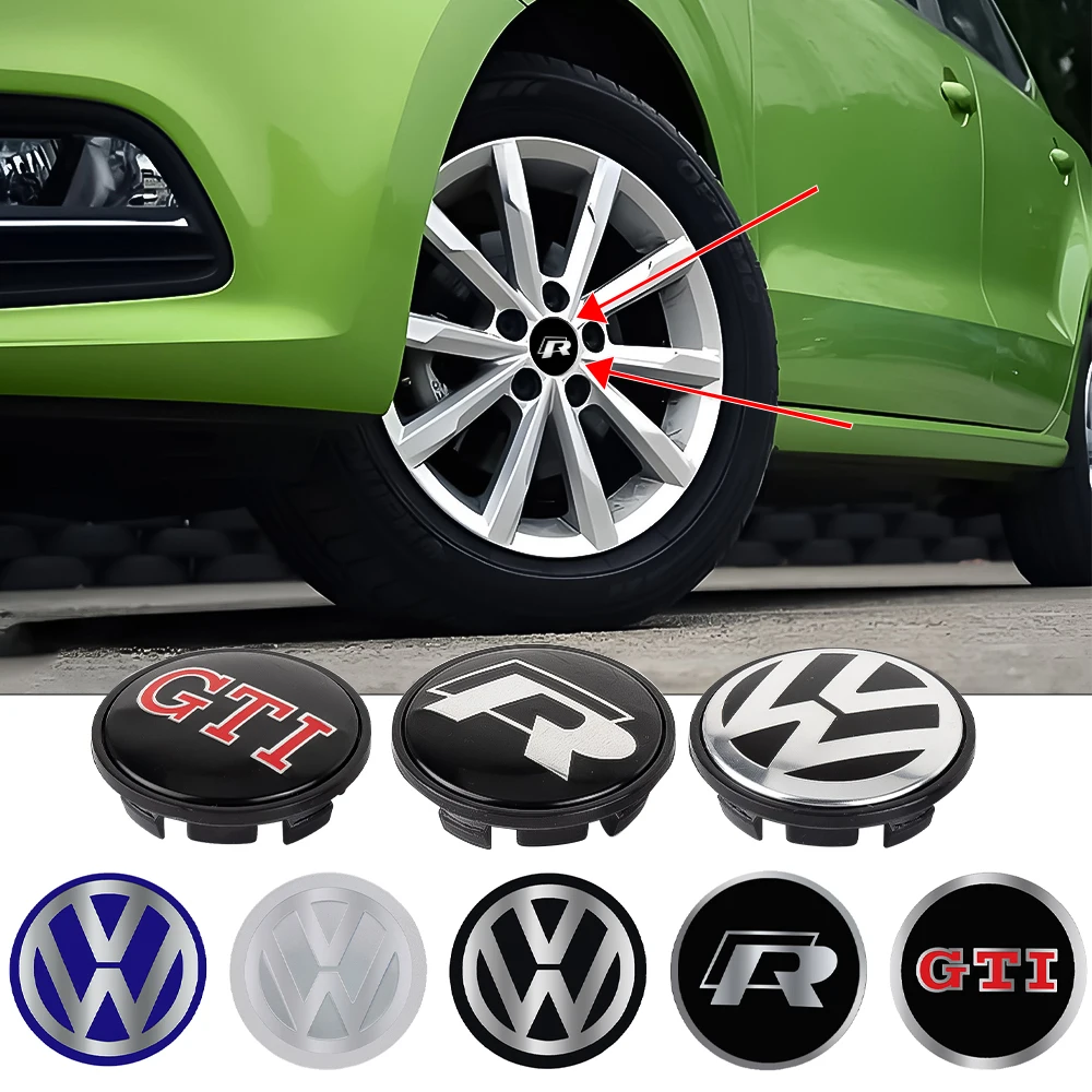 56/60/65/66MM Car Wheel Center Hub Caps Logo Sticker Cover For Volkswagen GTI Golf 6 7 8 Polo VW R-Line CC Passat Tiguan L Jetta