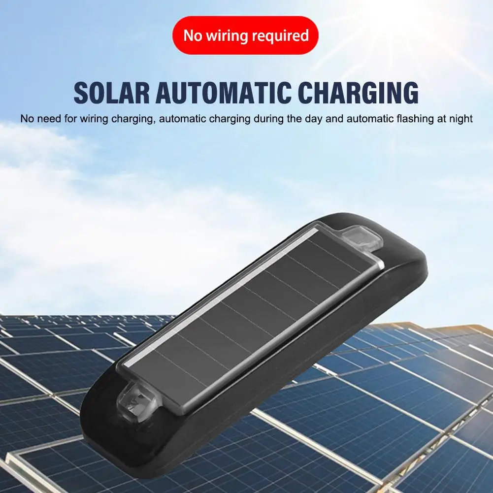 Solar Power Car Alarm Warning Flash Light DC12V LED Flashlight Indicator Light Anti-Theft Sign Security Waterproof Car Accessory