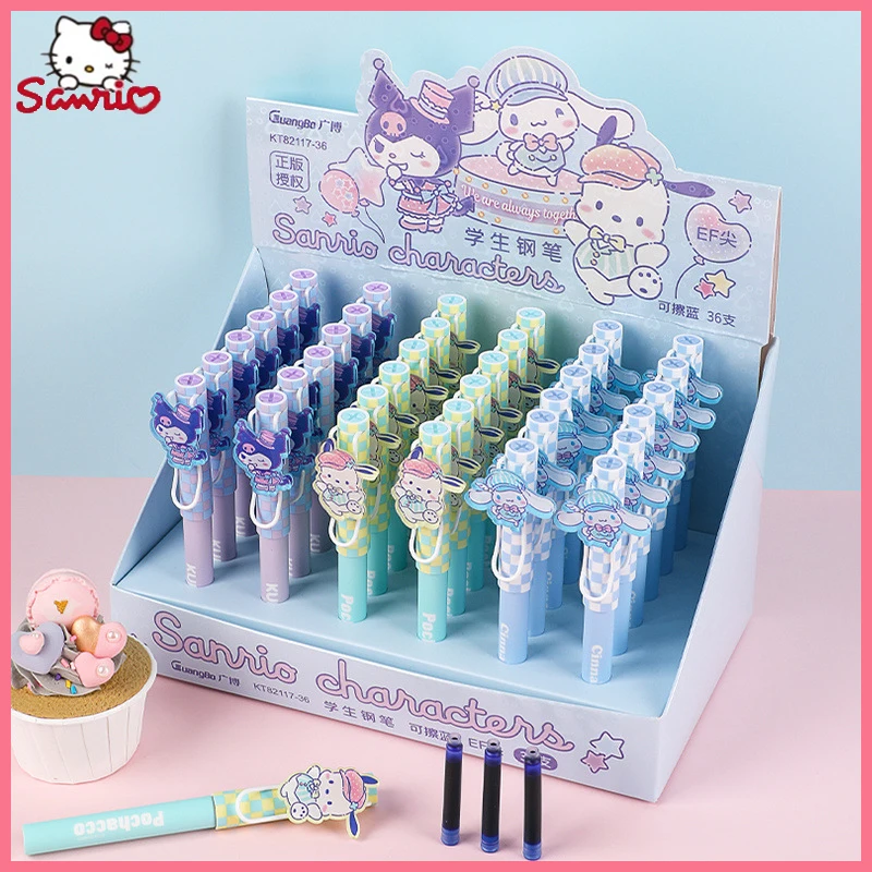 Sanrio Series Patch Pen High Appearance Level Cute Cartoon Ef Tip Erasable Blue Pen For Students Office Writing Wholesale Gifts