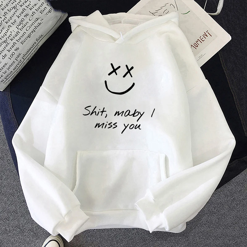 

Smiley Face Hoodies Women Sweatshirt Harajuku Pullover Femme Autumn Winter Caot printing sportswear long-sleeved loose sweater