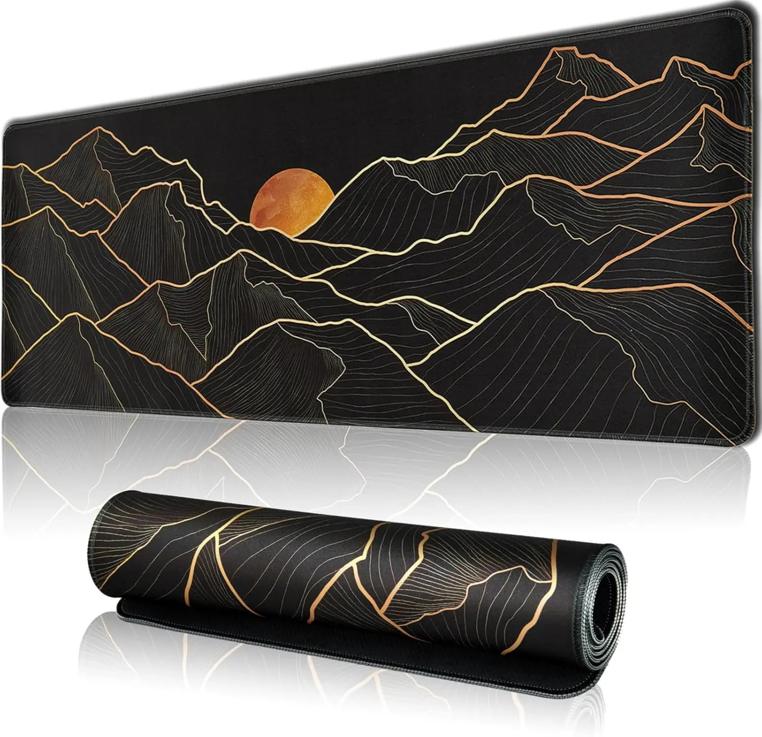 

Large Gaming Mouse Pad for Desk, Desk Mat with Seamed Edges, Waterproof Non-Slip 31.5x11.8 Inch Black Keyboard Pad Computer Mat